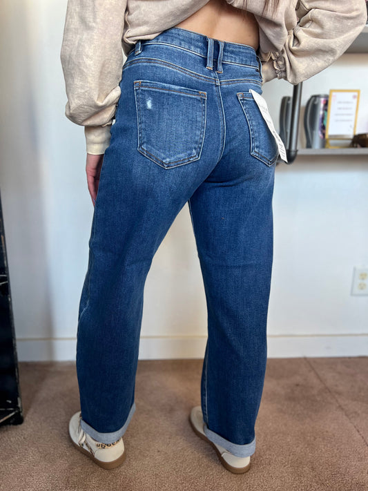 Lindsey Mid Rise Barrel Jean, RISEN