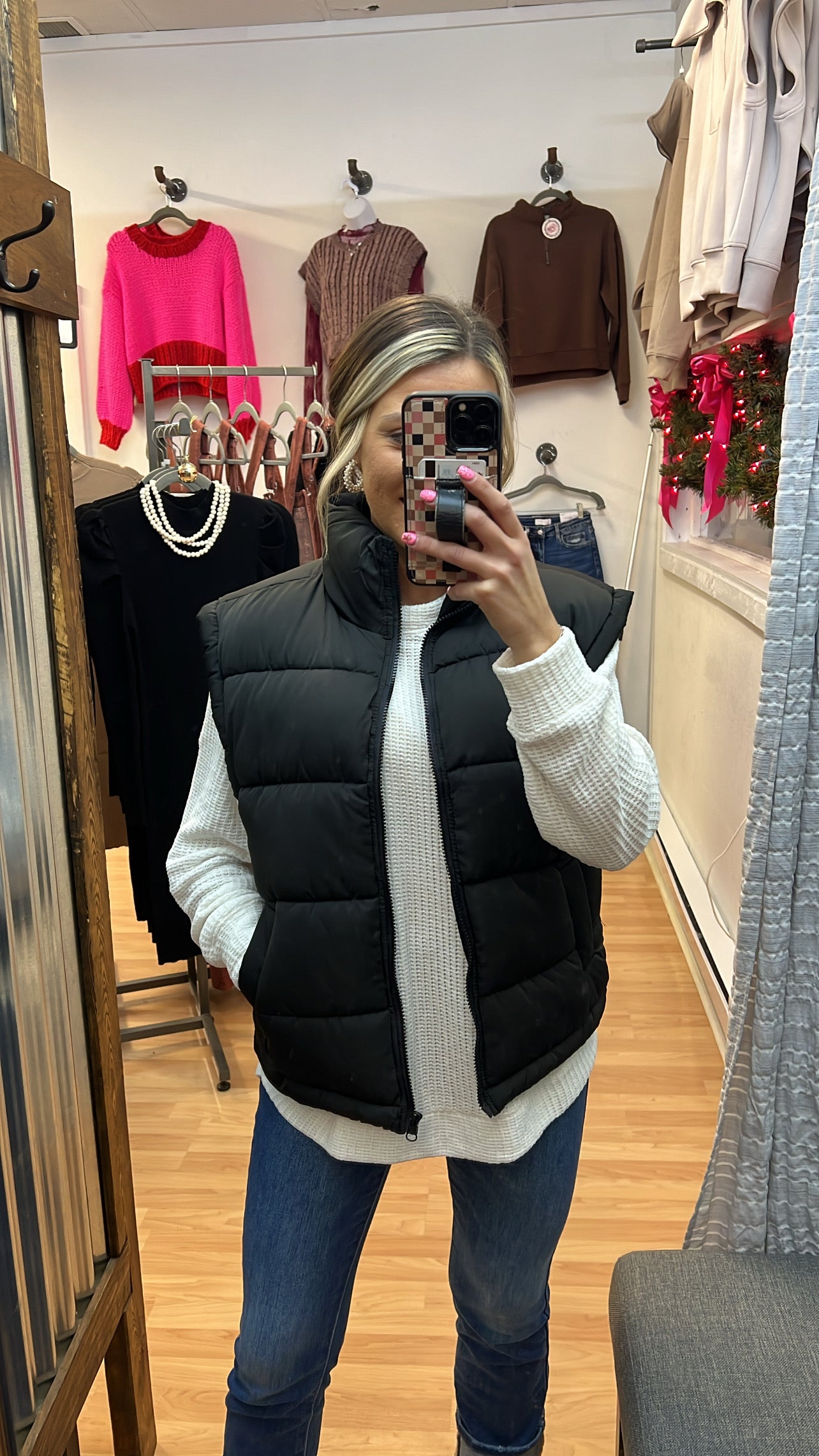 Oversized Puffer Vest, Black