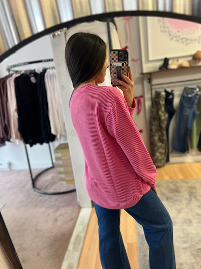 Raised Rib Top, Pink