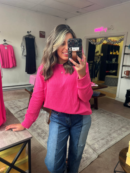 Raised Rib Top, Pink