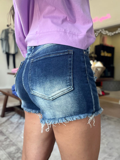 Fray Hem Shorts, Dark