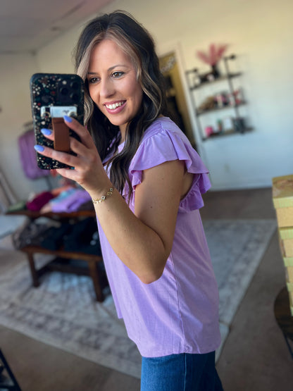 Lizzy Flutter Sleeve Top, Lavender