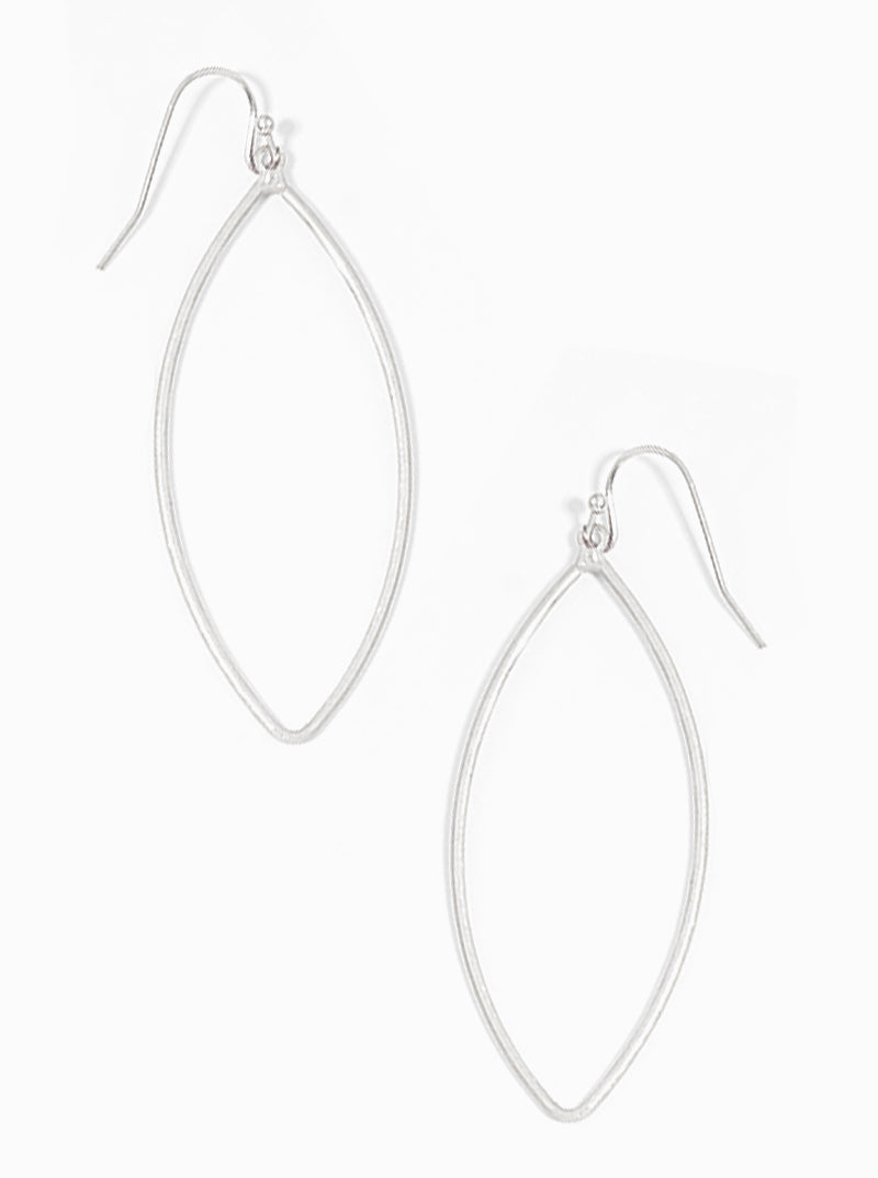 Marquise Shaped Lightweight Earrings, Silver