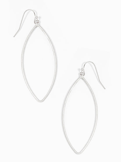 Marquise Shaped Lightweight Earrings, Silver