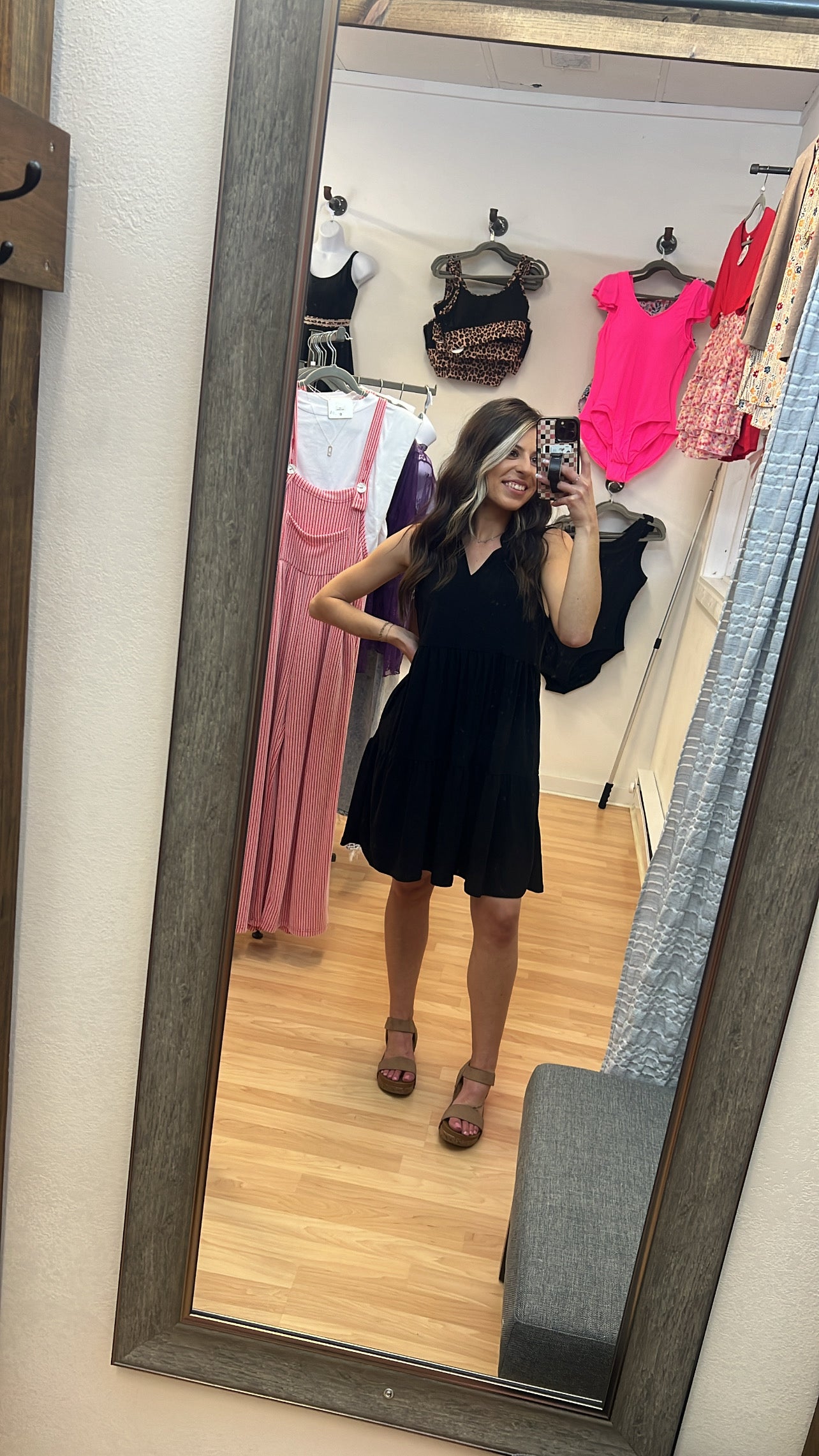 Lizzy Tiered Tank Dress, Black