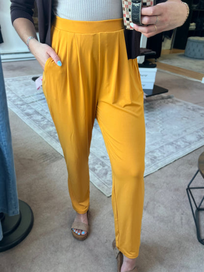 Pleated Pants, Gold Mustard