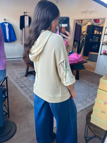 Patchwork Hoodie, Beige