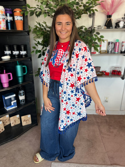 USA Gingham Bow Tee, Red