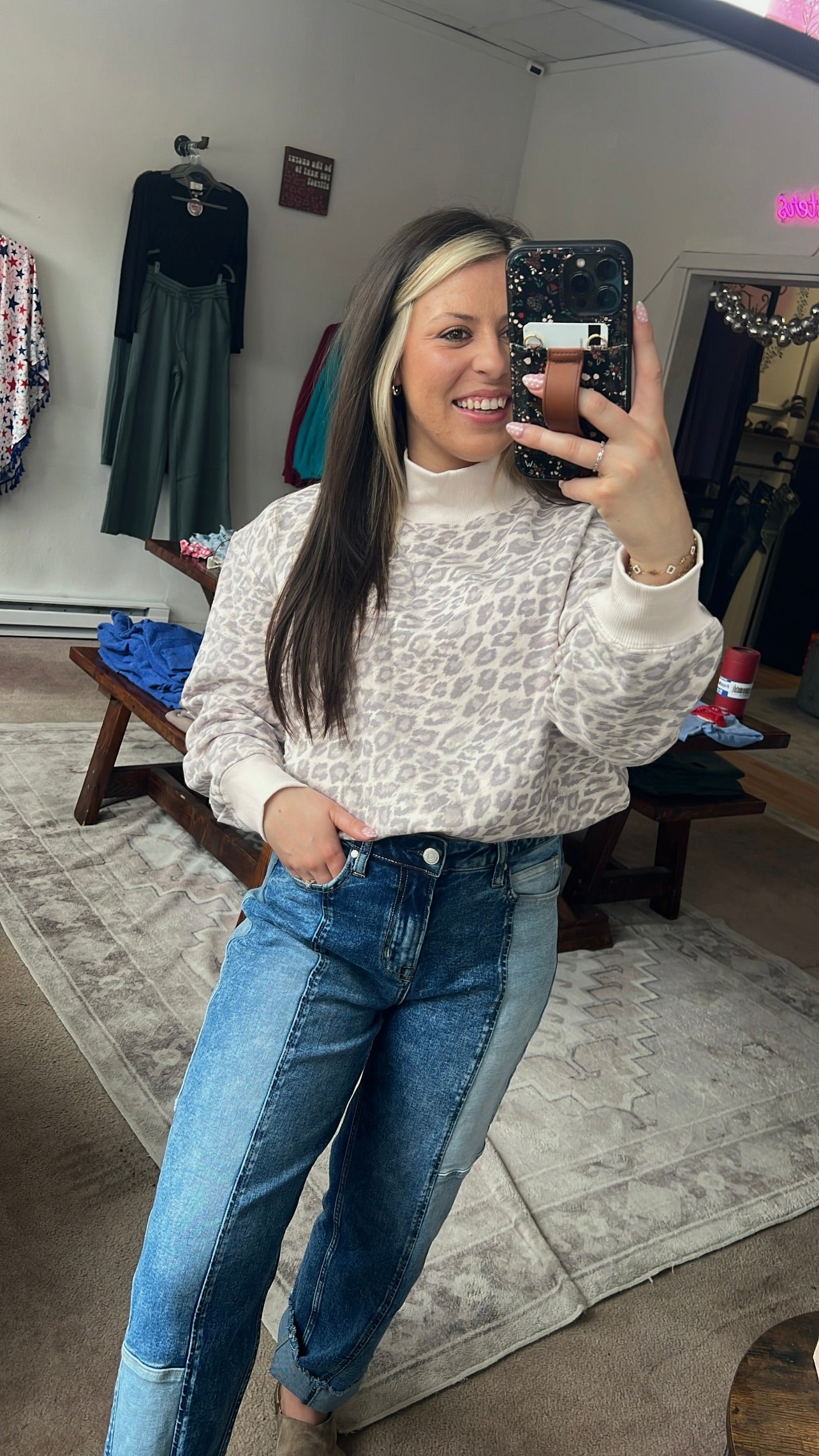 Leopard Mockneck Sweatshirt