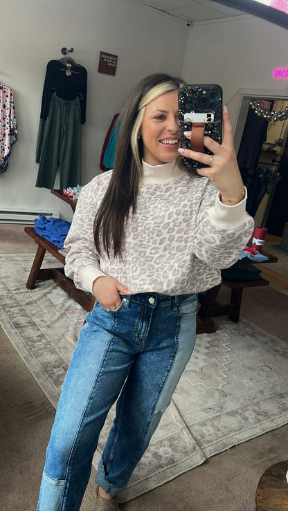 Leopard Mockneck Sweatshirt
