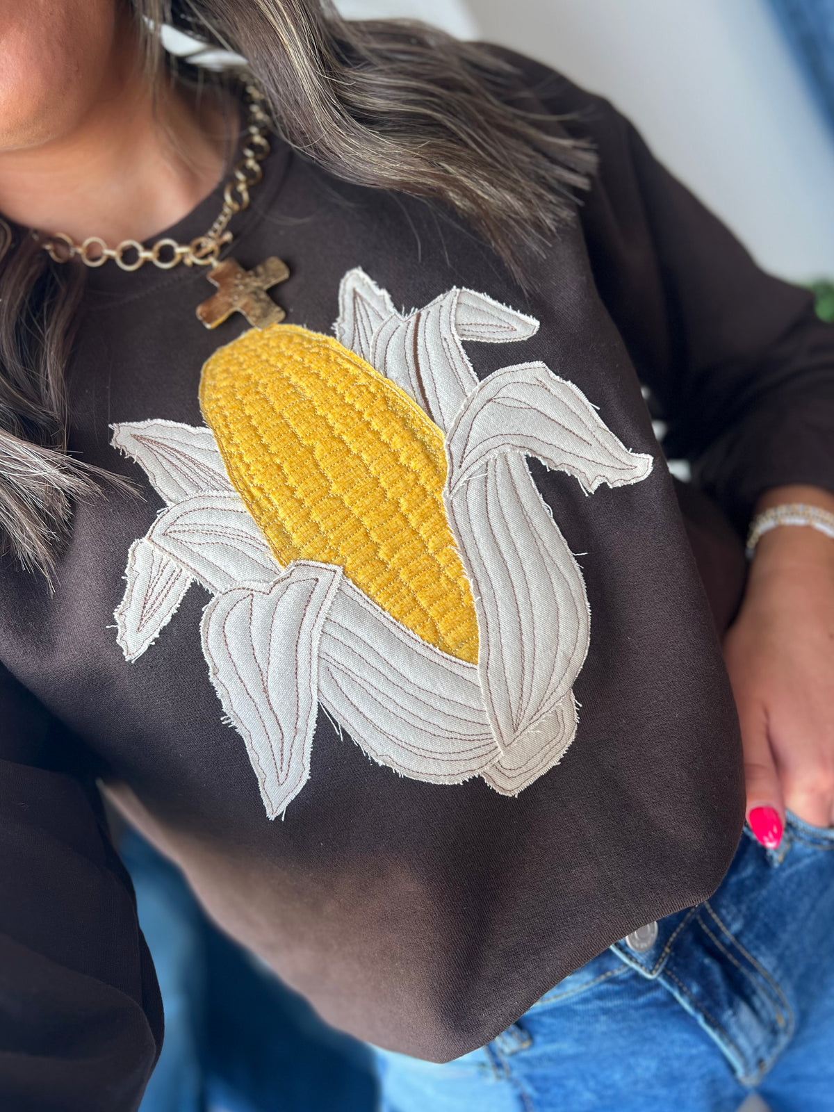 Corn Applique Sweatshirt, SSB EXCLUSIVE