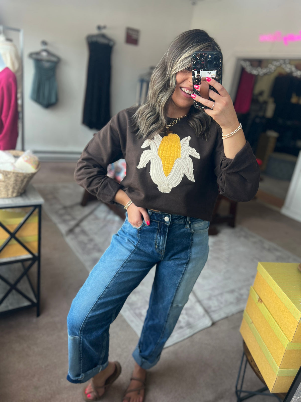 Corn Applique Sweatshirt, SSB EXCLUSIVE