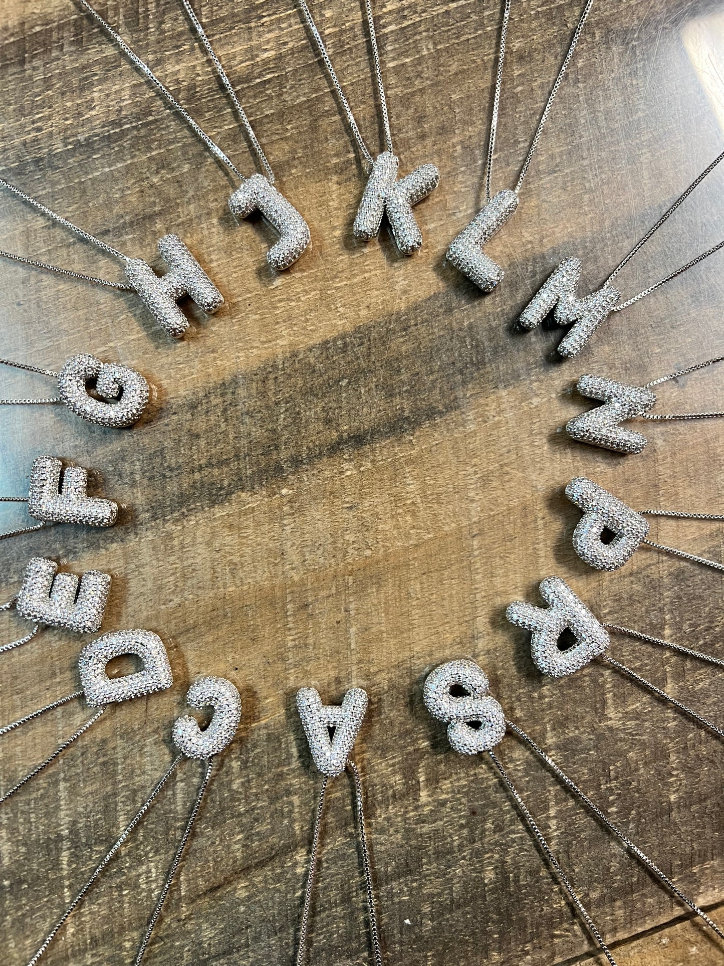 Bubble Initial Necklace, Silver