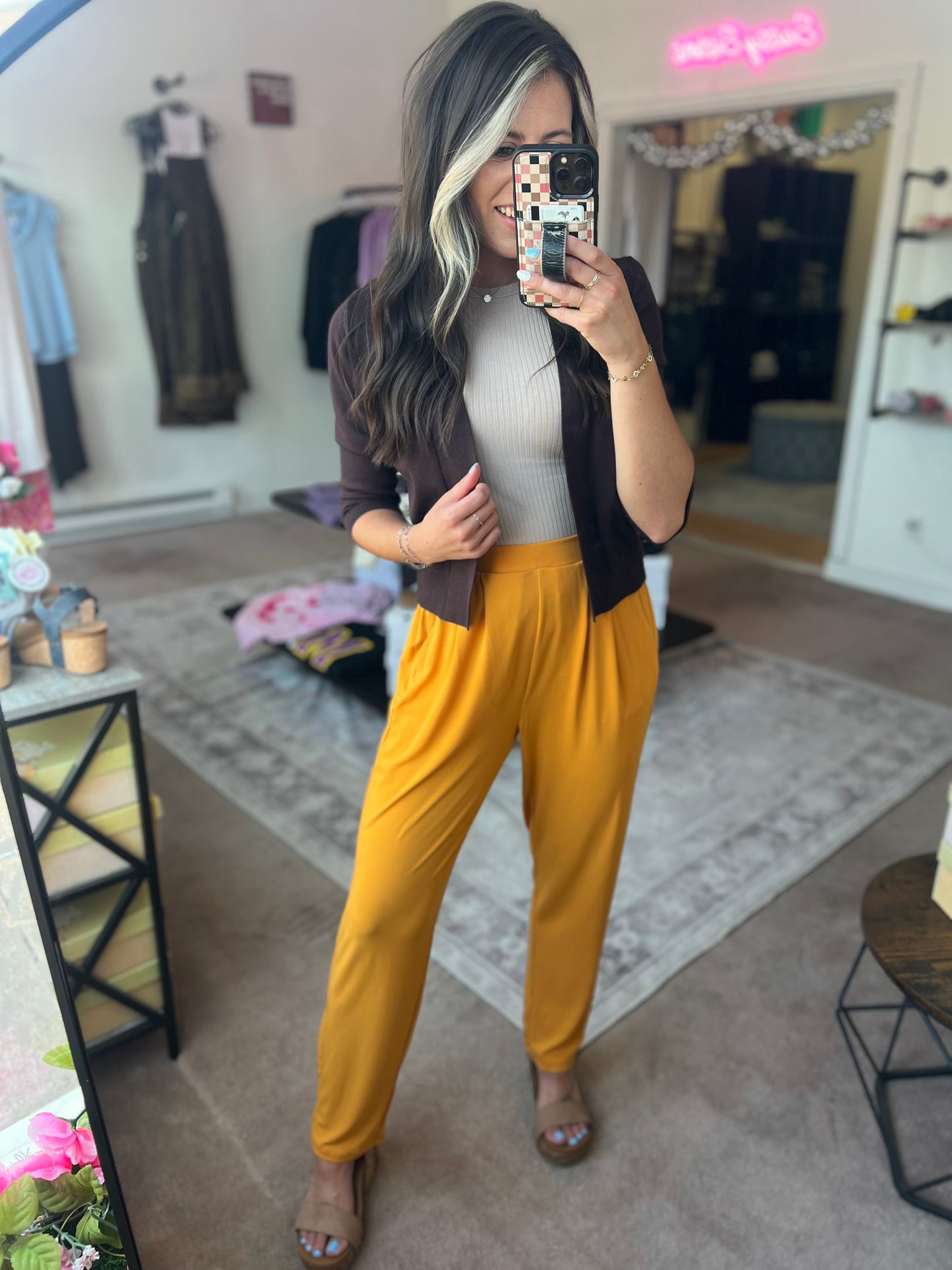 Pleated Pants, Gold Mustard