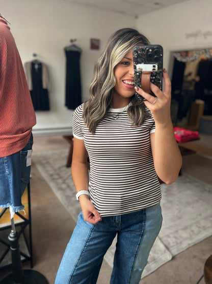 Striped Tee, Chocolate