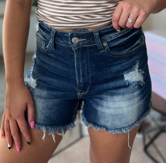 Fray Hem Shorts, Dark