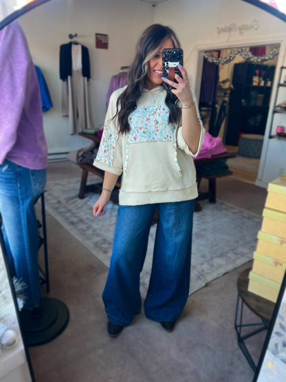 Patchwork Hoodie, Beige