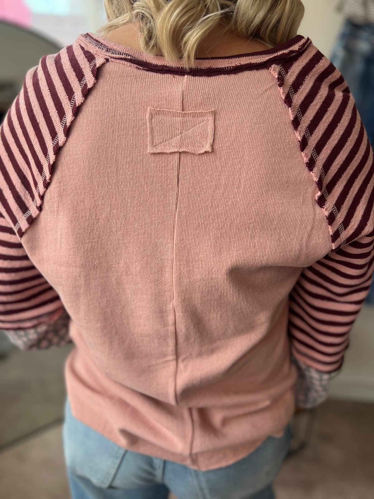 Oversized Floral Knit Top, Blush