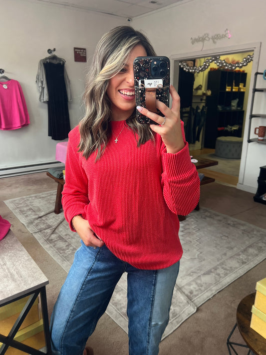 Raised Rib Top, Ruby