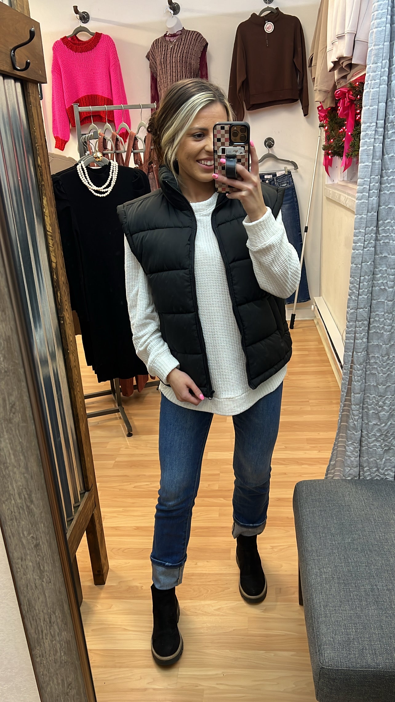 Oversized Puffer Vest, Black