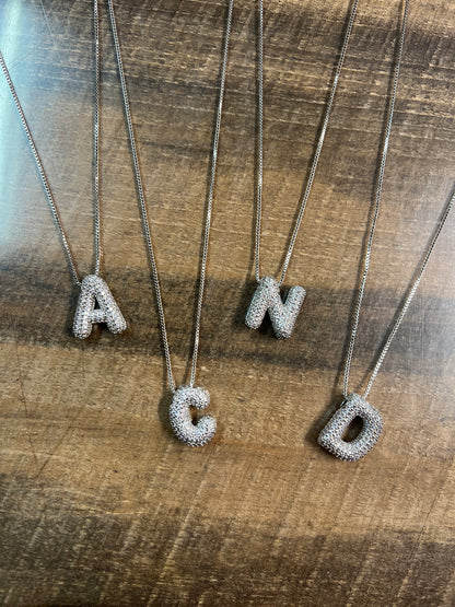Bubble Initial Necklace, Silver