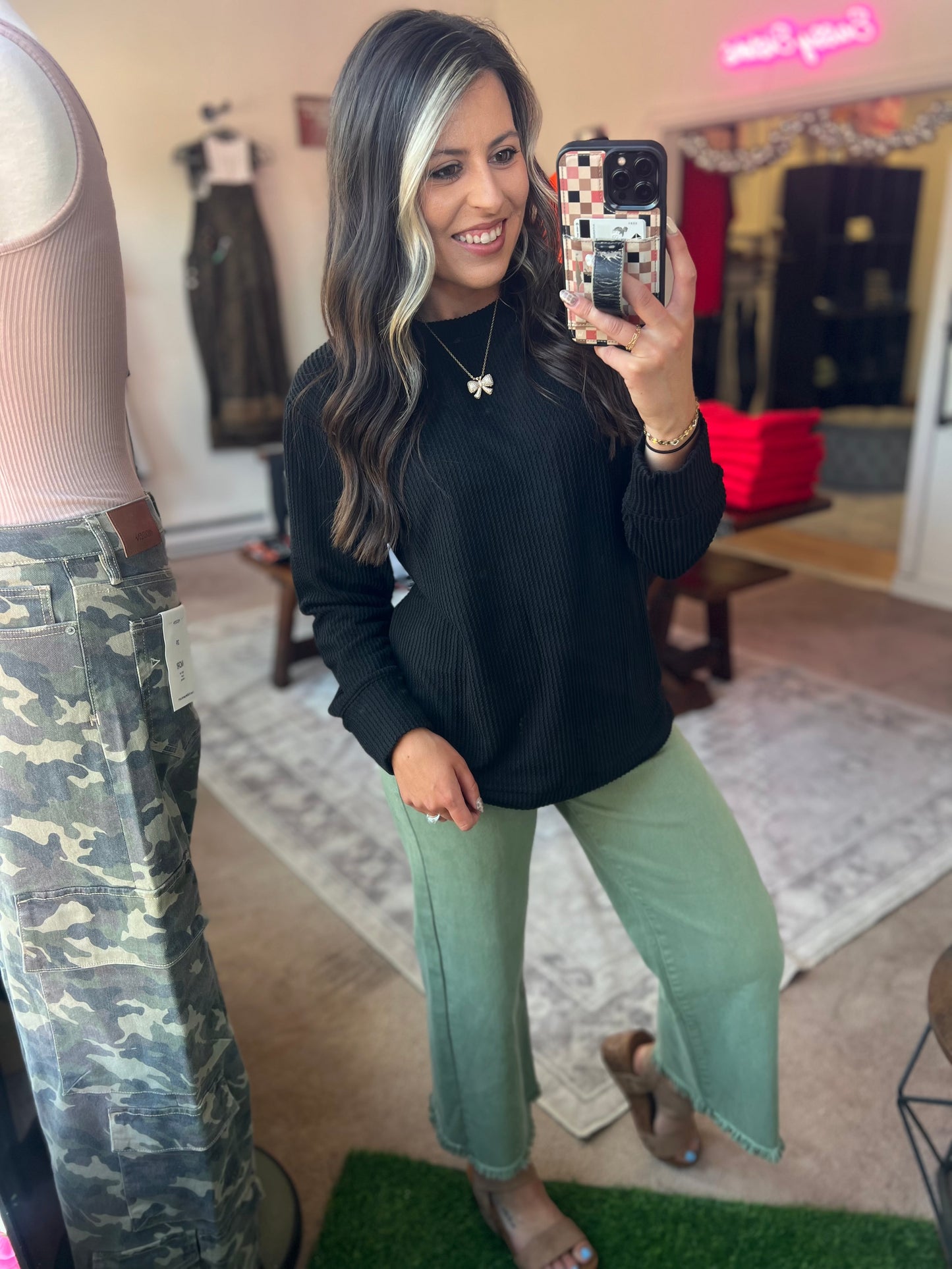 Raised Rib Top, Black