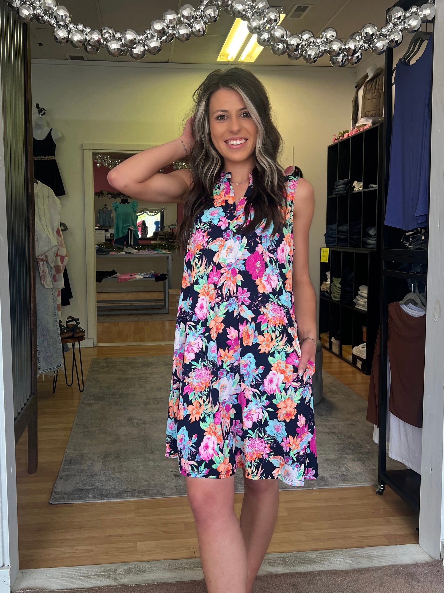 Lizzy Tank Dress, Navy Floral