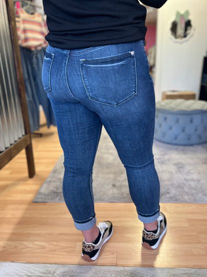 Mid Rise Skinny Capri, Dark Wash