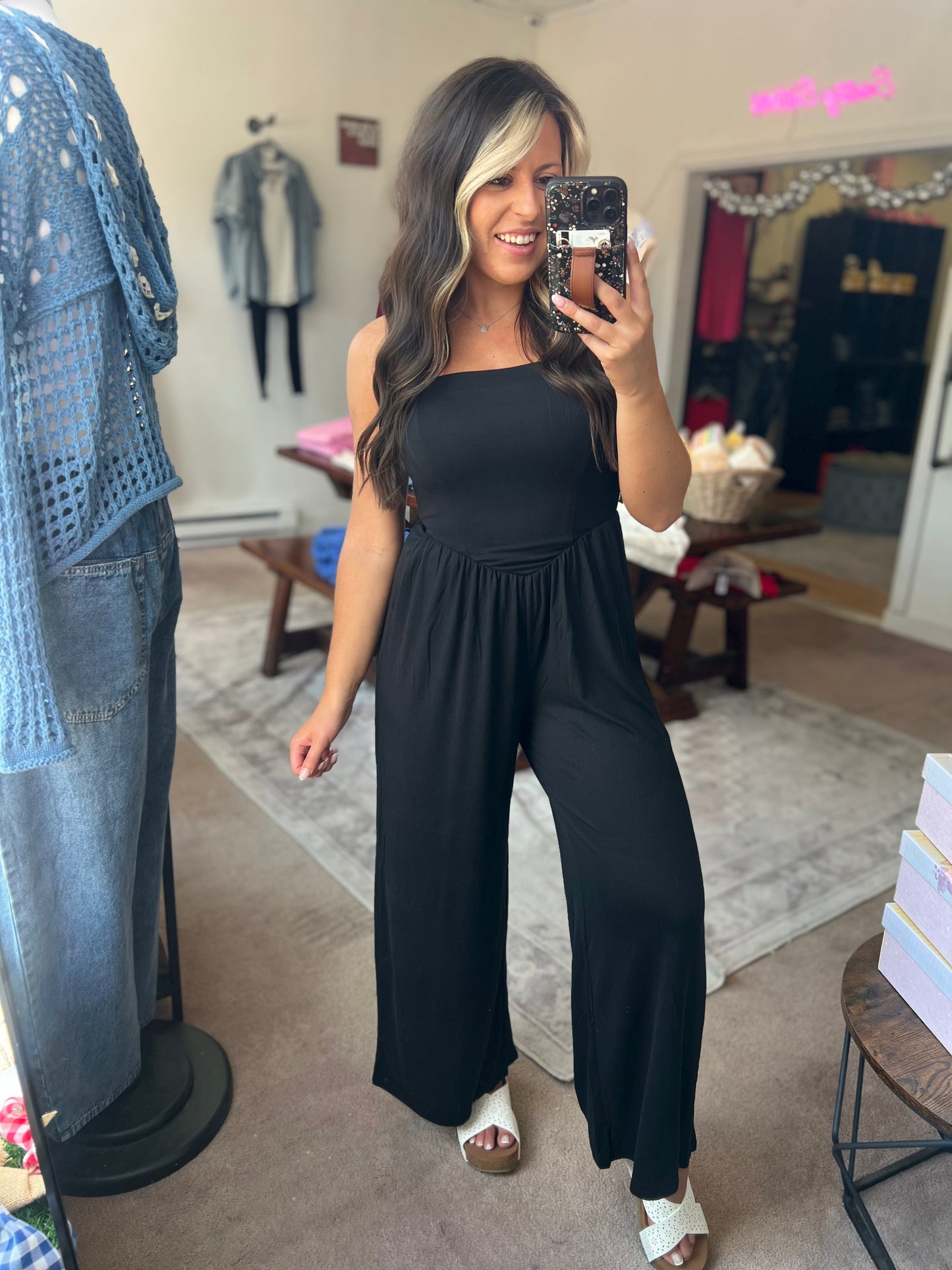 Strapless Jumpsuit, Black