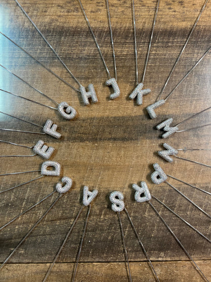 Bubble Initial Necklace, Silver