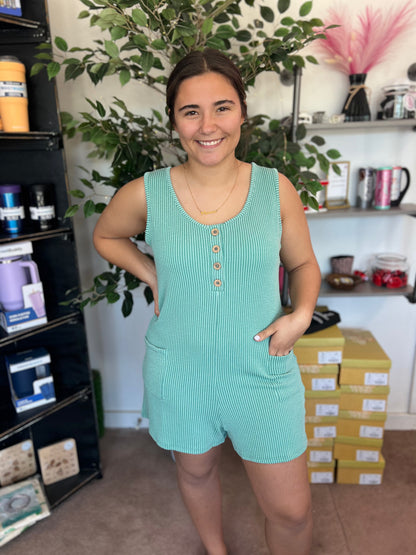Raised Rib Romper, Sage