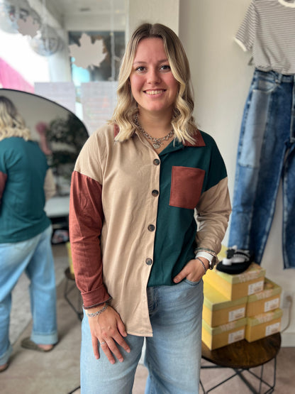 Color Block Shacket