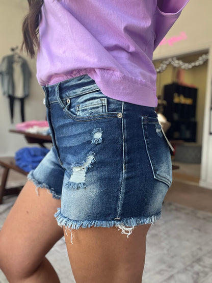 Fray Hem Shorts, Dark