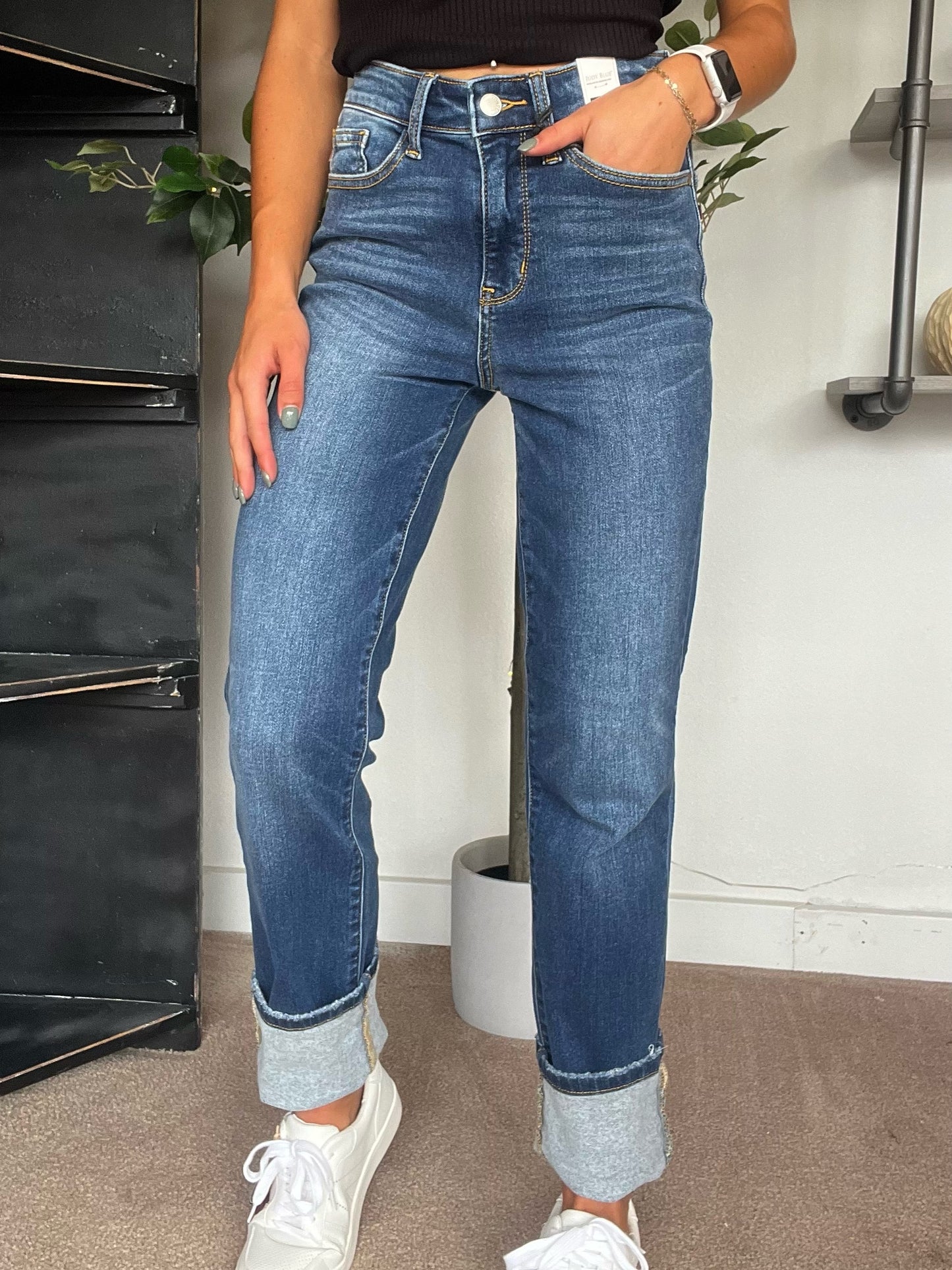 Judy Blue Thermal Patch Boyfriend Jeans