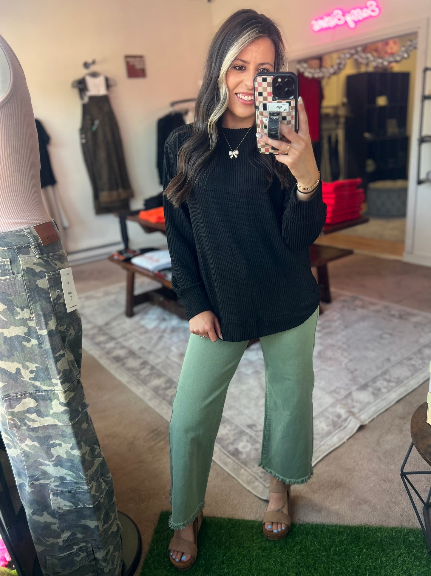 Raised Rib Top, Black