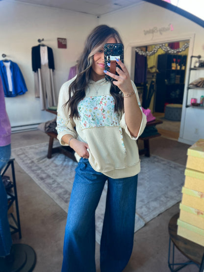 Patchwork Hoodie, Beige