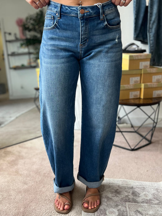 Lindsey Mid Rise Barrel Jean, RISEN