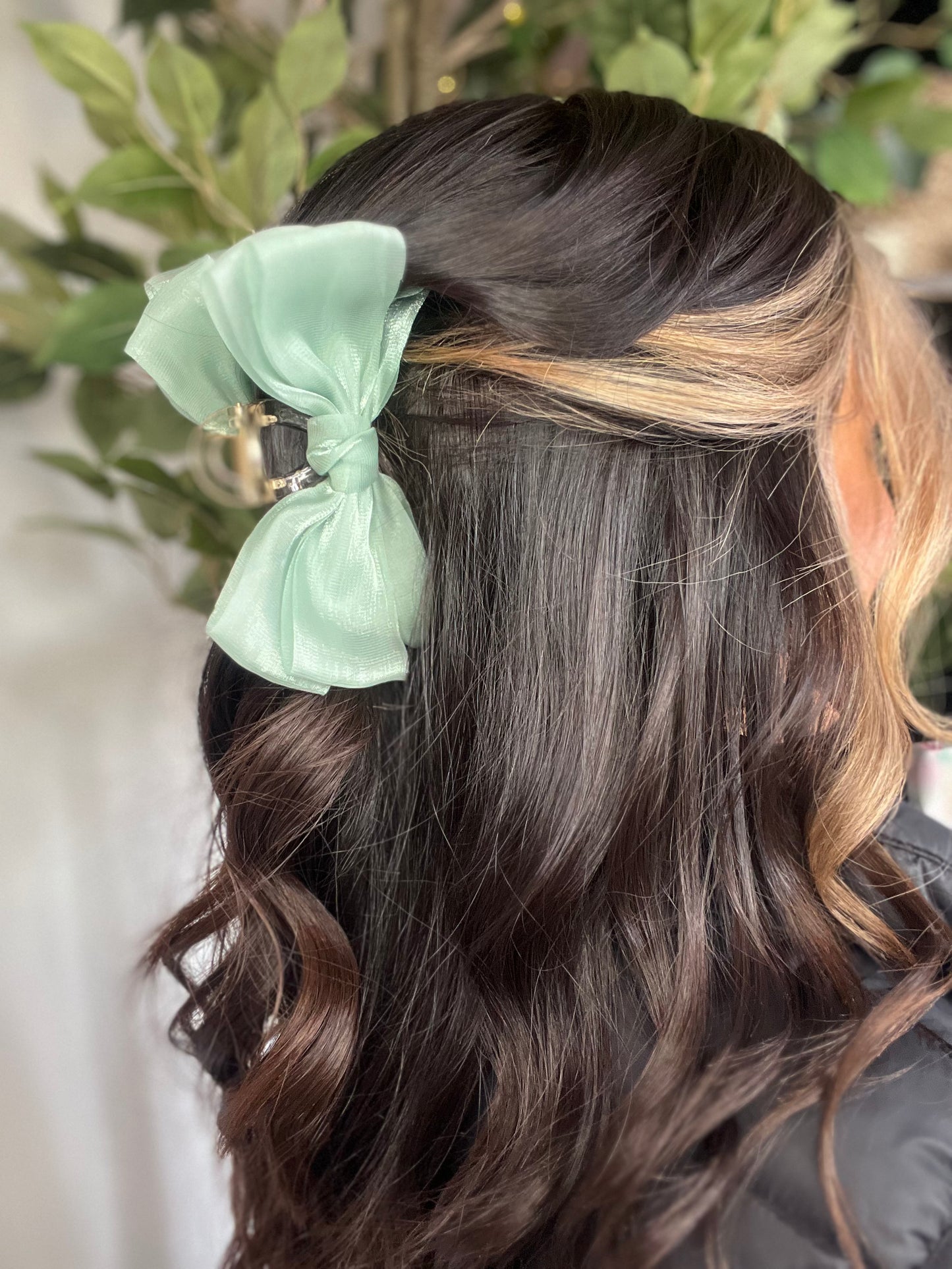 Hair Bow Clip, Mint