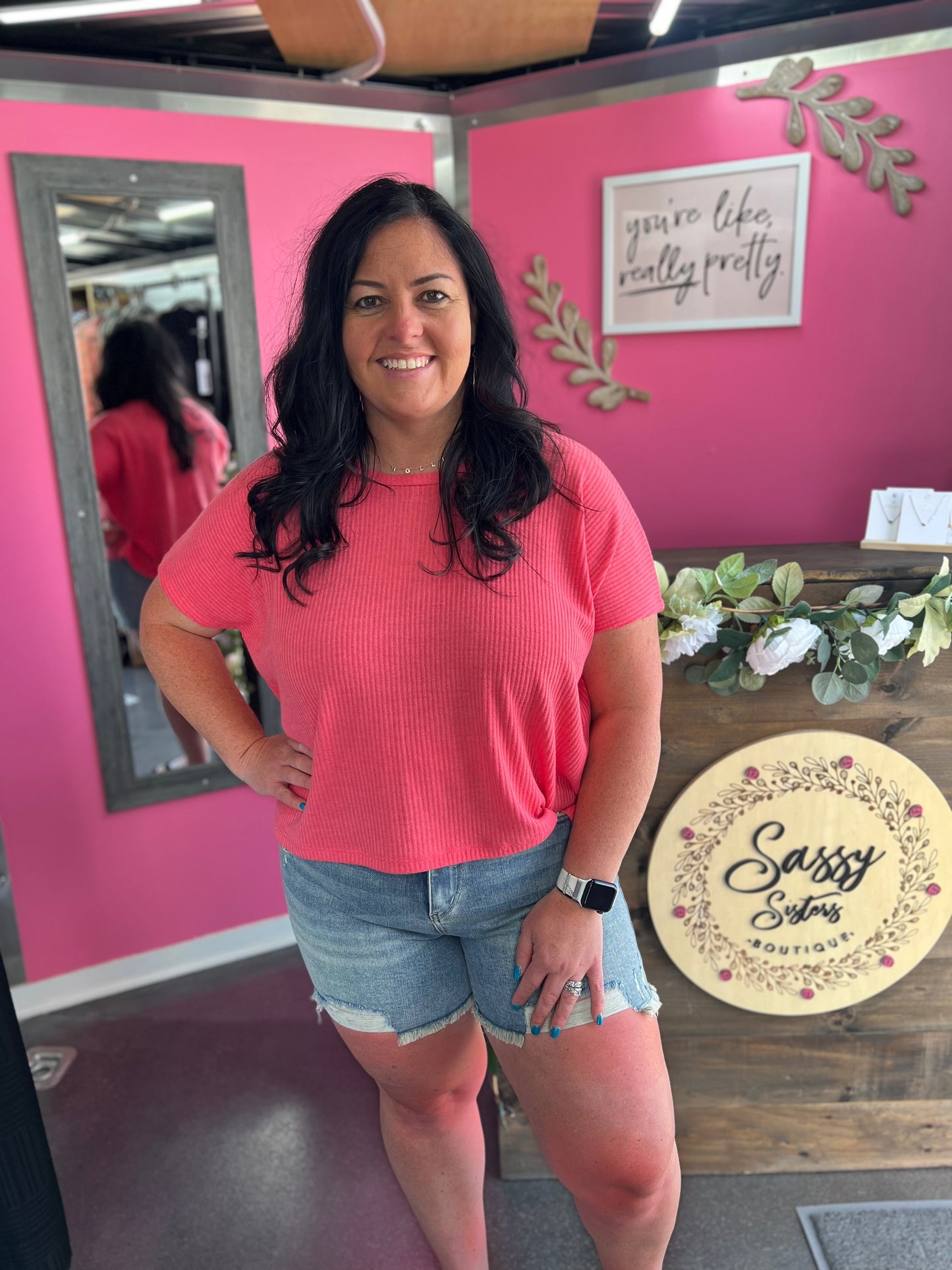 JB HIGH WAIST FLY VINTAGE WASH STITCH SHORTS