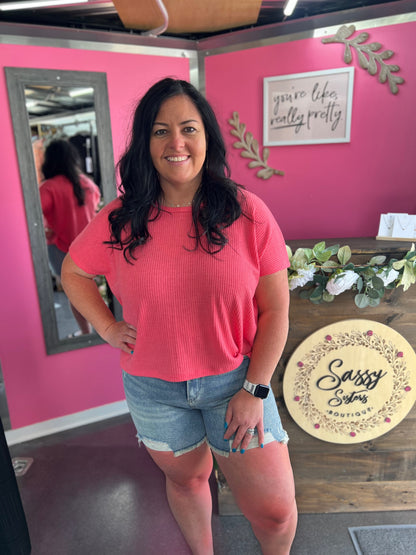 JB HIGH WAIST FLY VINTAGE WASH STITCH SHORTS