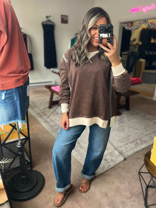 Crew Pullover, Chocolate