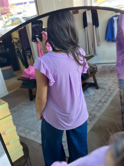 Lizzy Flutter Sleeve Top, Lavender