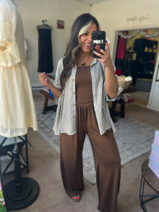 Strapless Jumpsuit, Chocolate