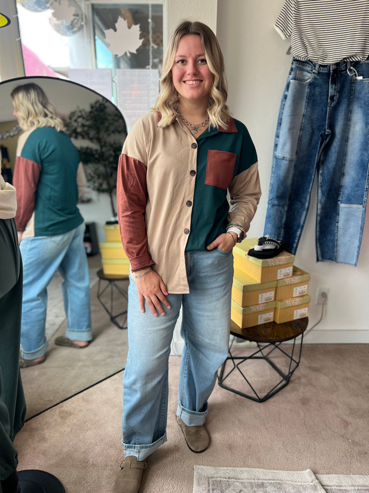 Color Block Shacket