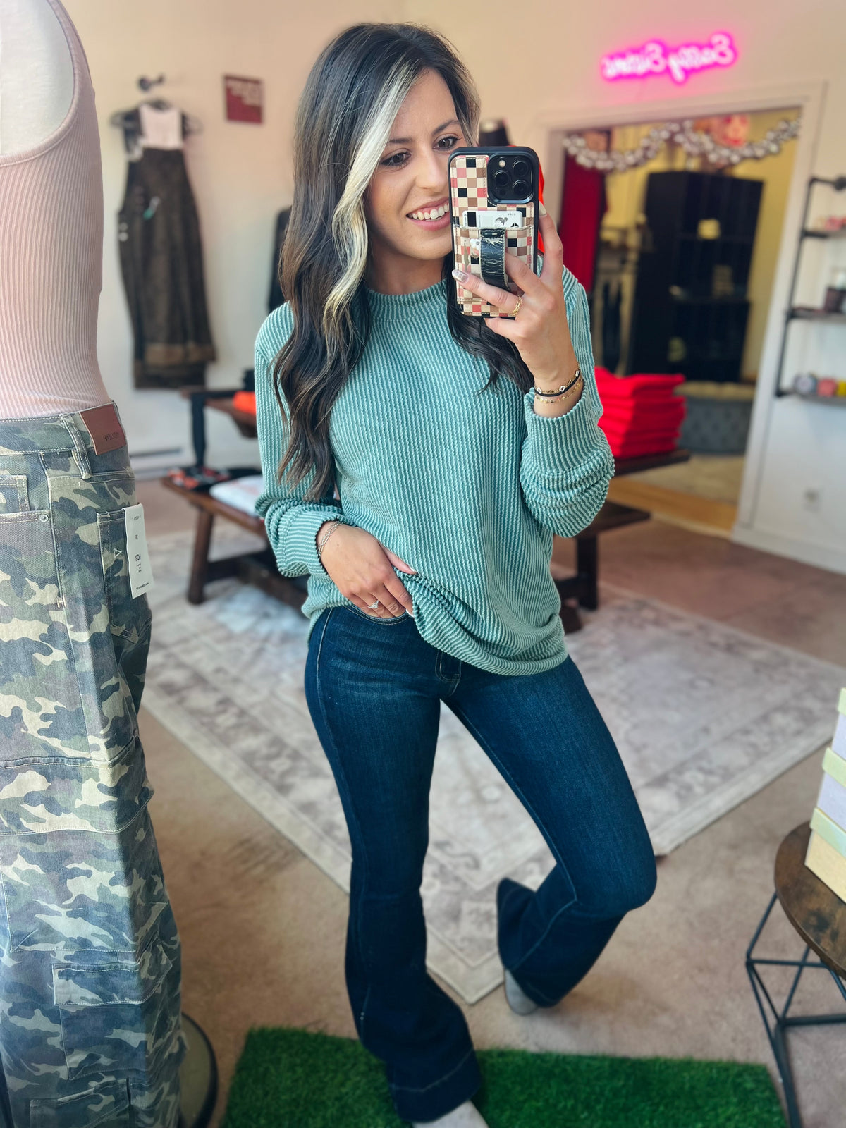 Raised Rib Top, Jade