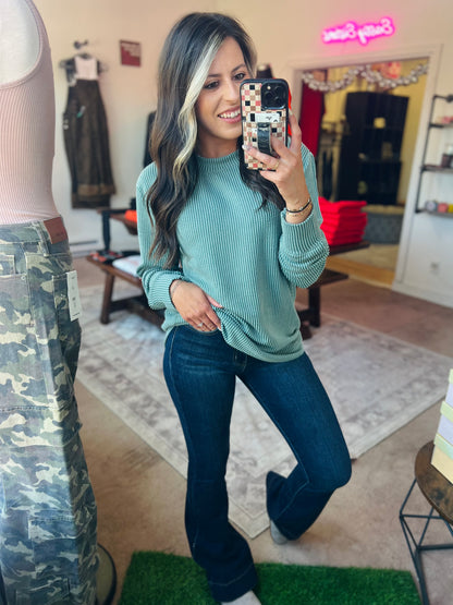 Raised Rib Top, Jade