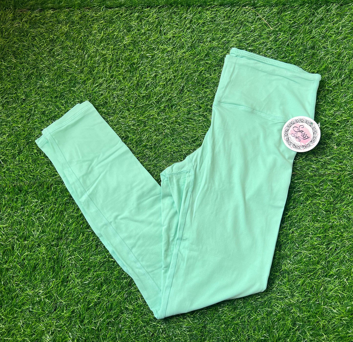 Top Notch Leggings, Mint - slight see through