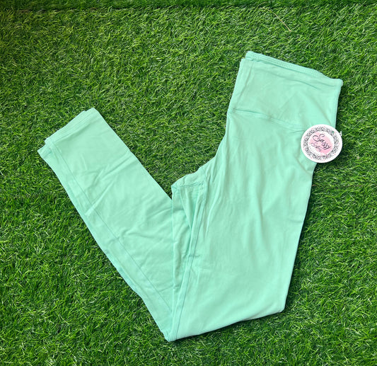 Top Notch Leggings, Mint - slight see through