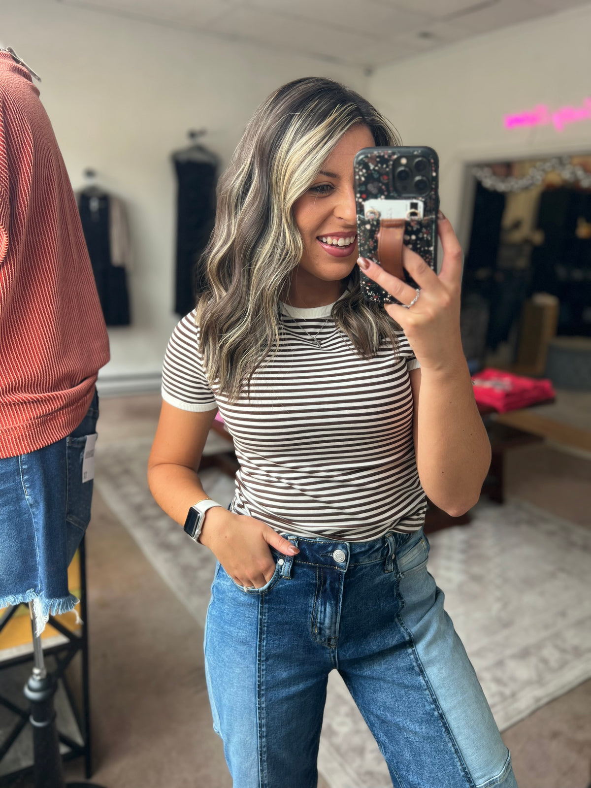 Striped Tee, Chocolate