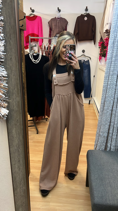 Corded Boho Overalls, Latte